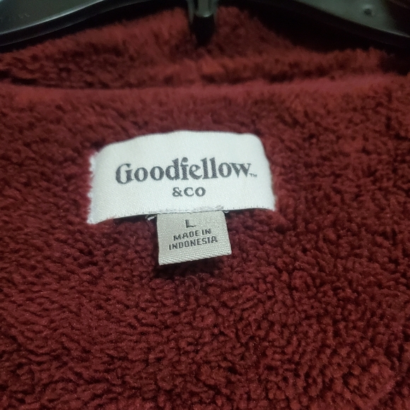 Goodfellow & Co. Quarter Zip Burgundy Sweater Sherpa around collar SZ LG - Picture 3 of 4